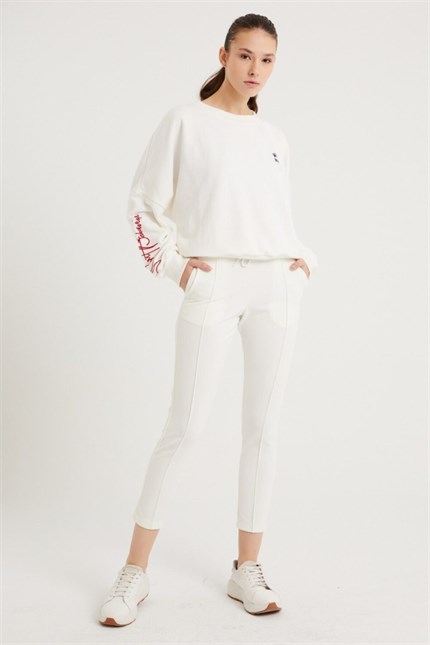 BHVR baskılı Beyaz Sweatshirt 